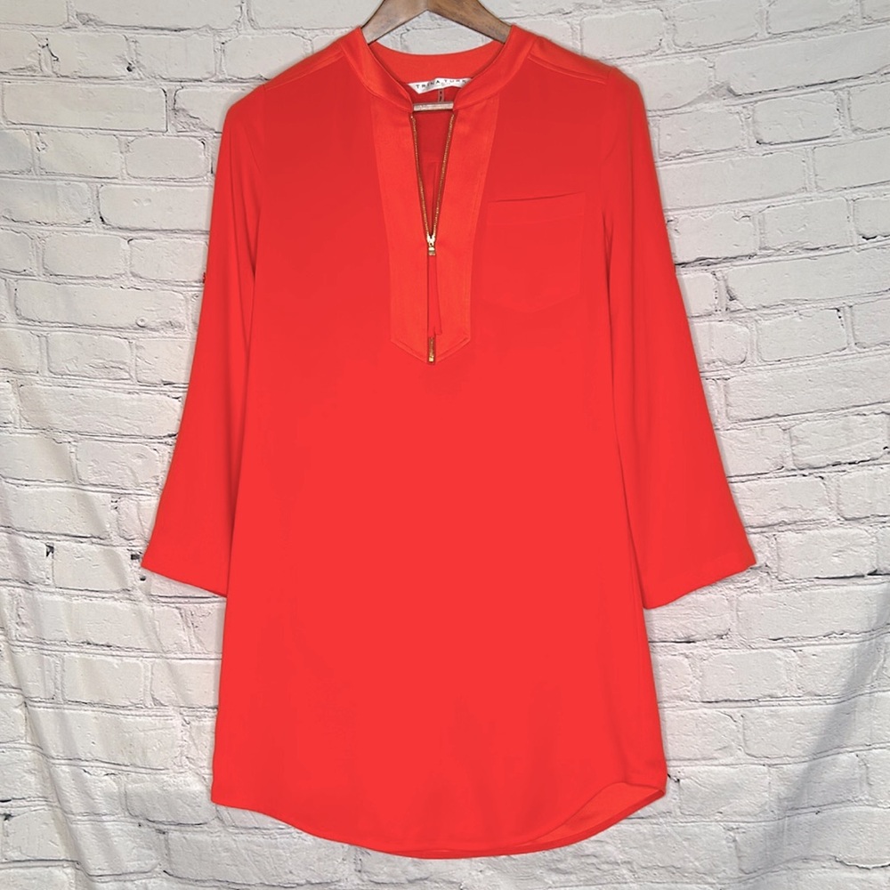 Trina Turk Orange Long Sleeve Dress Size Small Excellent Condition
